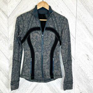 Lululemon Define Jacket Womens Size 6 Alberta Lake Teal Rose Herringbone